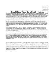 Should Free Trade Be A Goal Honors Pdf Emily Blakeman Ms