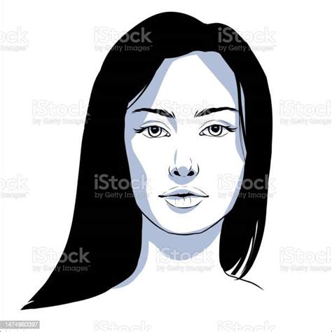 Portrait Vectoriel Dune Belle Femme En Noir Et Blanc Silhouette Douce