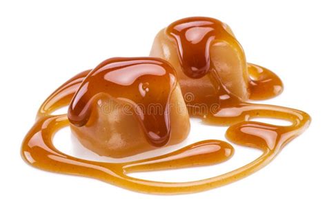 Caramel Candies Covered with Melted Sugar Caramel Isolated on White Background Stock Photo ...