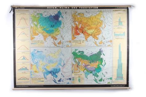 LEHRTAFEL WANDKARTE ROLLKARTE Karte Lehrkarte ASIEN KLIMA UND