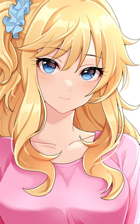 Safebooru 1girl Absurdres Blonde Hair Blue Eyes Blush Collarbone Hair Ornament Hair Scrunchie