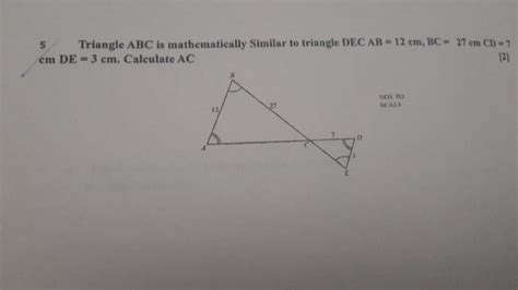 Solved Triangle ABC Is Mathematically Similar To Triangle Chegg