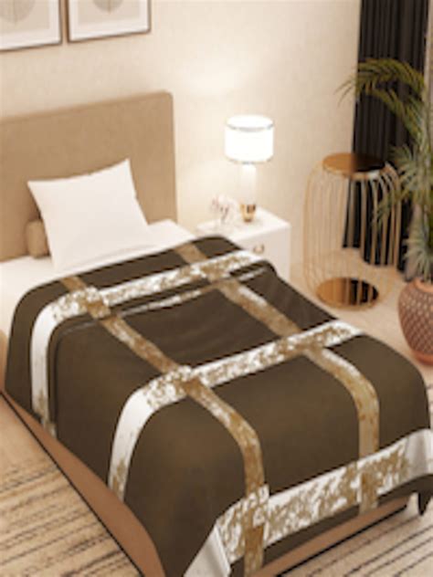 Buy Story Home Brown White Checked AC Room 300 GSM Single Bed Blanket