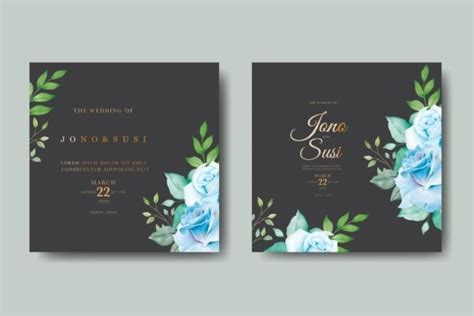 Navy Blue Floral Wedding Invitation Card Graphic By Ningsihretno262 · Creative Fabrica