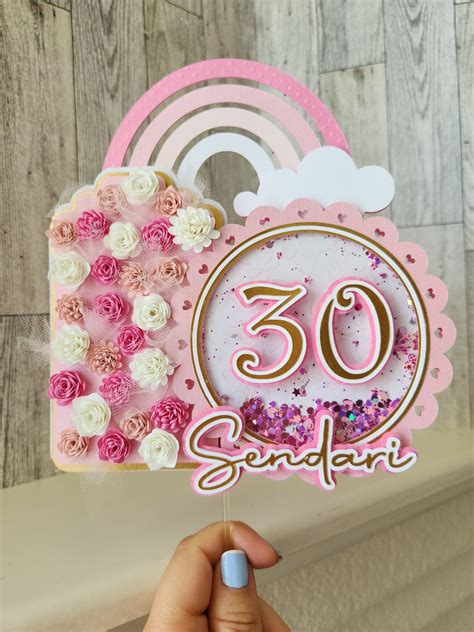 Pink And Gold Personalizable Cake Topper Etsy In 2024 Handmade Cake