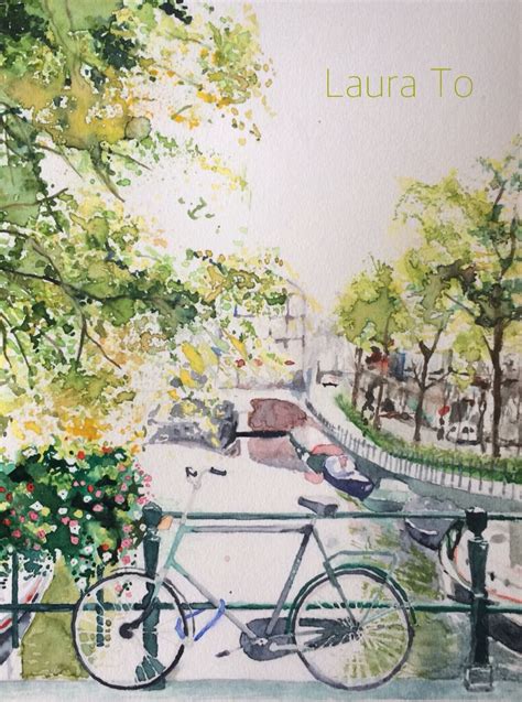 Amsterdam Bicycle Art Watercolor X Cm