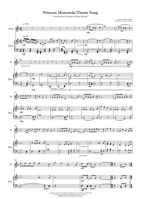 Princess Mononoke Main Theme By Alan Lawther - Digital Sheet Music For ...