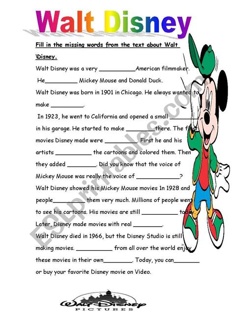 Disney Printable Worksheet