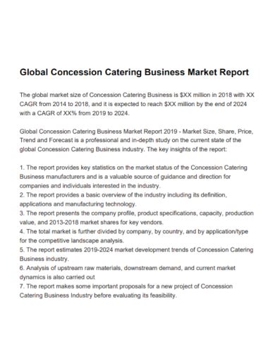 Free 5 Catering Business Report Samples Feasibility Circular Project