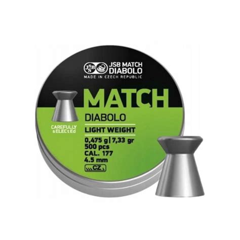 Пули JSB Green Match Diabolo Light 4 5 мм 0 475 г 500 штук