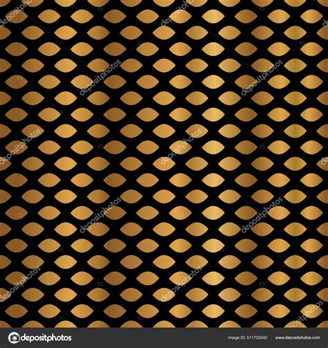 Elegant Gold Geometric Seamless Pattern Design Black Background Stock