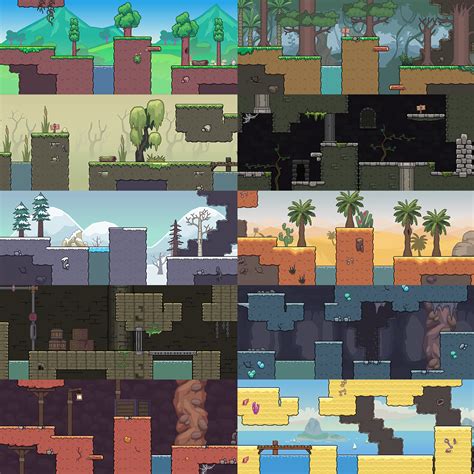 Vector Cartoon Platformer Tileset Pack 1 Royalty Free 2d Game Assets Tokegameart Pixel