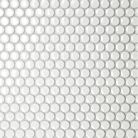 Le Cafe X Penny Round Glossy Porcelain Mosaic Tile In White