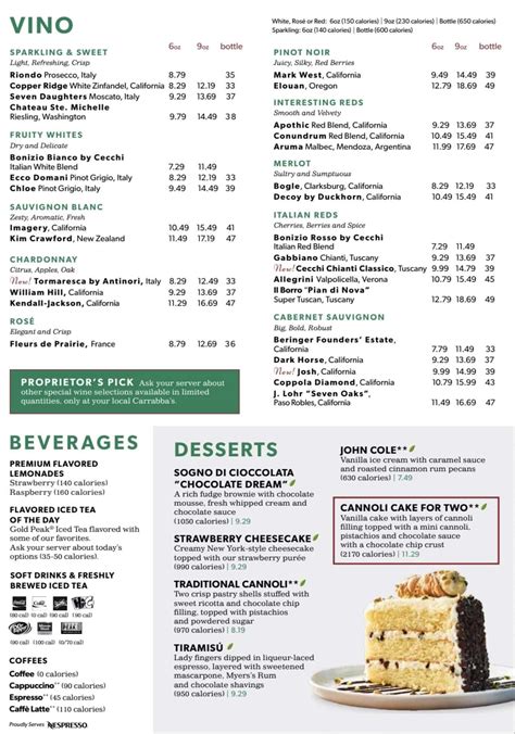 Carrabbas Italian Grill Menu With Prices Updated February 2024