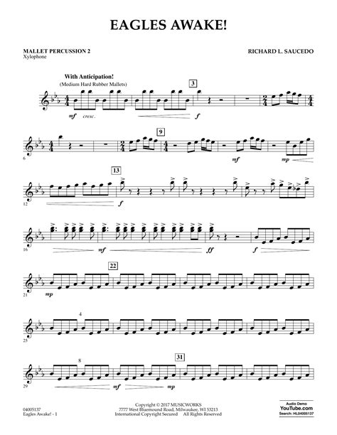 Eagles Awake Mallet Percussion By Richard L Saucedo Sheet Music