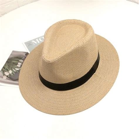 Men Women Straw Jazz Fedora Hat Trilby Cuban Sun Cap Panama Short Brim Summer Ebay