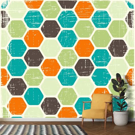 Colorful Hexagon Pattern Wallpaper for Kitchen - Magic Decor