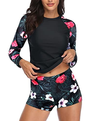 Snapklik Daci Women Green Leaf Flower Two Piece Rash Guard Long