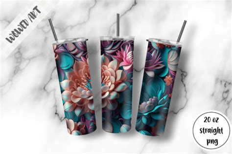 3d Flower 20oz Tumbler Wrap Graphic By Wowed Art · Creative Fabrica