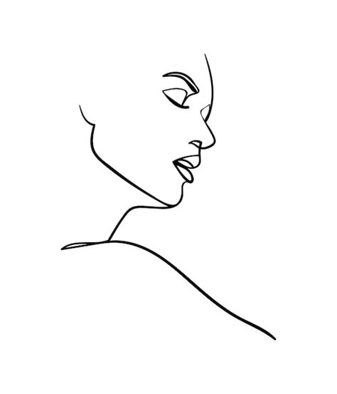 Premium Vector One Line Drawing Face Abstract Woman Portrait