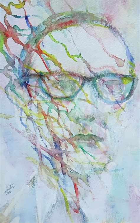 William Burroughs Watercolor And Acrylic Portrait Painting By Fabrizio