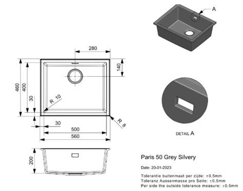 Reginox Paris Grey Silvery R Luxe Enkele Keukenspoelbak Graniet