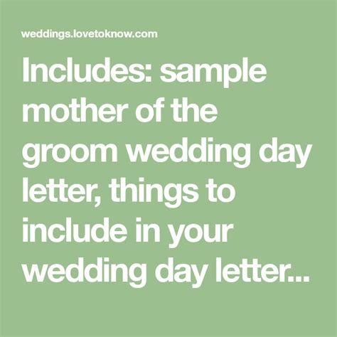 Sample Wedding Day Letter From A Mother To A Son LoveToKnow Wedding