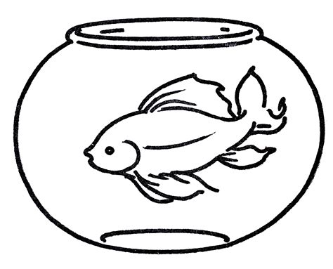 Black And White Drawing Of The Fish In The Aquarium Clipart free image ...