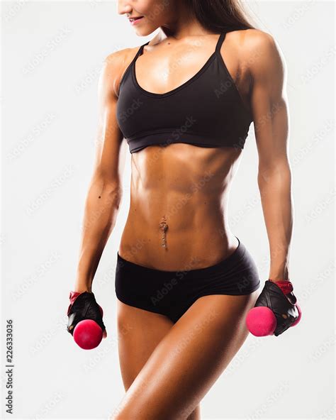 Perfect Fitness Body Of Beautiful Woman Fitness Instructor In Sports