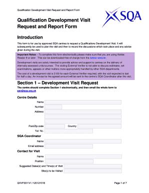 Fillable Online Sqa Org Qualification Development Visit Request And