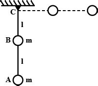 A Weightless Rod Of Length Ell Carries Two Equal Masses M One Tied