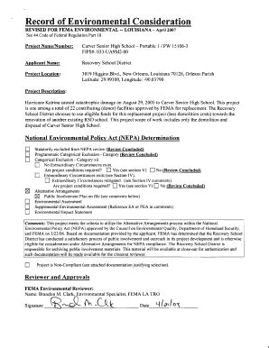 Fillable Online Fema I Compliance Review For Environmental Laws Other