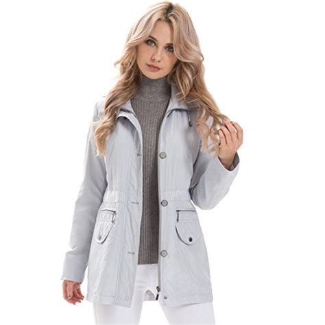 Ms·vassa Women Hood Trench Coat Windbreaker Ladies Plus Lightweight