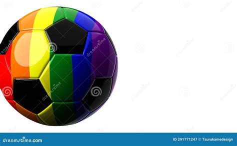 Rainbow Colored Soccer Ball On White Text Space Lgbt Concept3d Illustration Stock Illustration