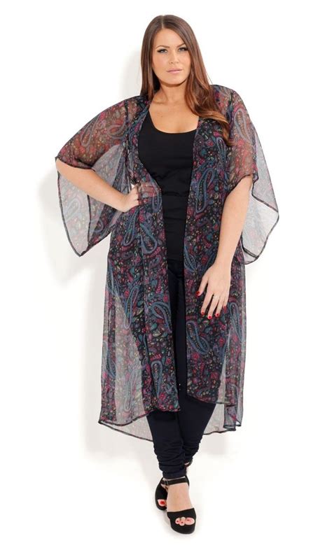 Plus Size Longline Kimono Jacket City Chic Plus Size Outerwear