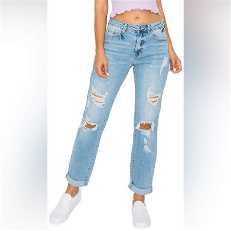 Wax Jean Jeans Wax Jean Womens Boyfriend Jeans With Destructed