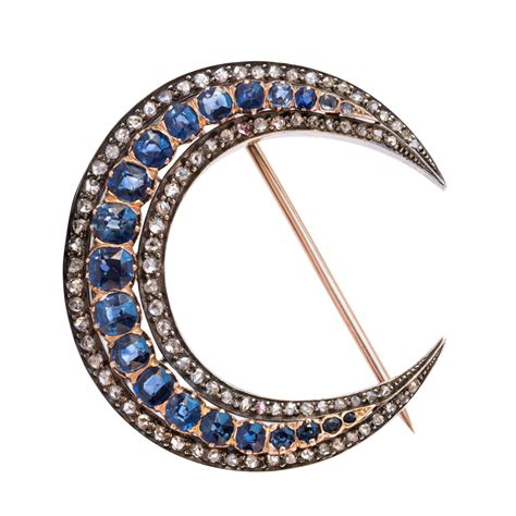 Antique Art Deco Diamond And Gold Crescent Moon Pin Brooch At 1stDibs