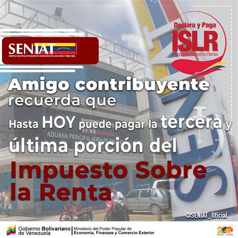 Seniat On Twitter Esnoticia Plazo Para Pagar Tercera Y Ltima