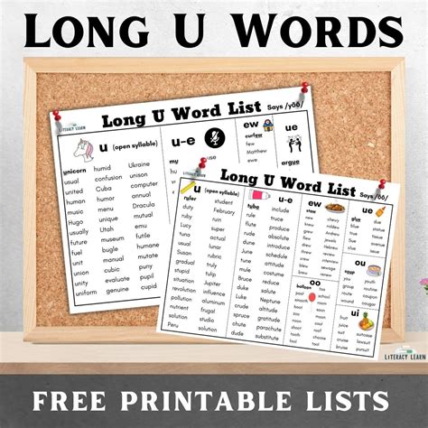 Long Vowel Sounds Free Word Lists Activities Off