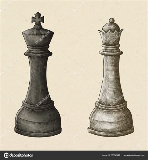 Hand Drawn Chess King Queen Illustration Stock Photo Rawpixel