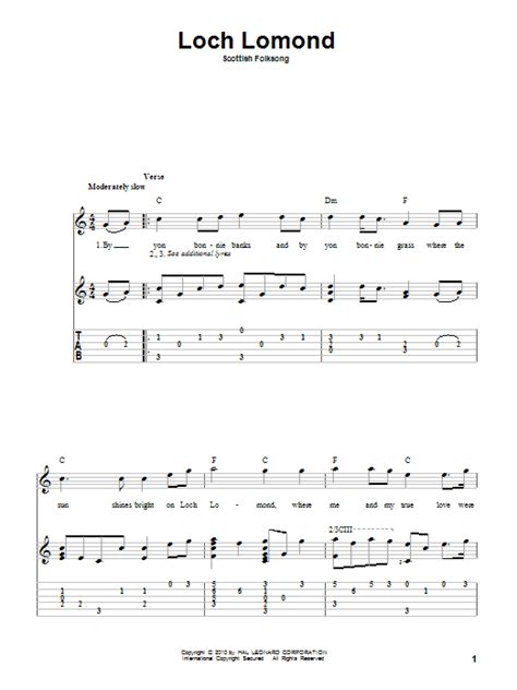 Loch Lomond By Scottish Folksong Sheet Music For Solo Guitar At Sheet