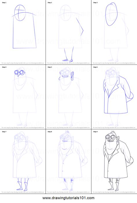 How To Draw Dr Nefario From Despicable Me Printable Drawing Sheet By