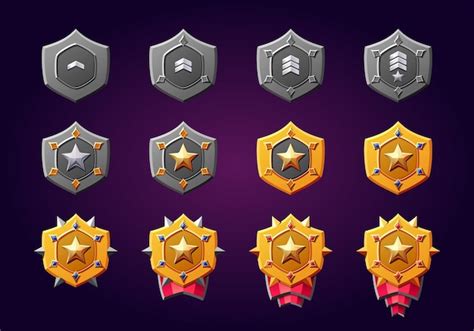 Premium Vector 3d Game Rank Badges Set Isolated On Background Vector