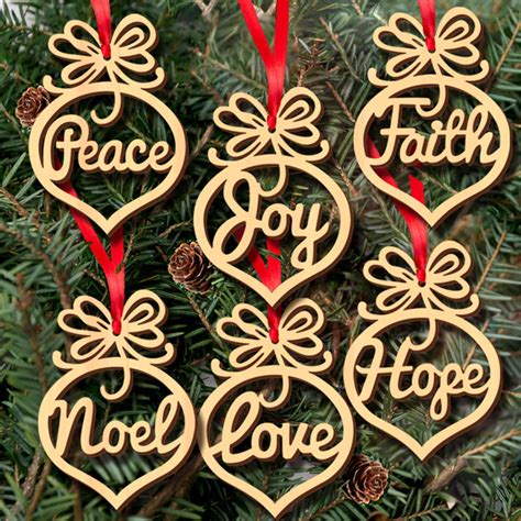 6 Pcs Christmas Decorations Wooden Ornament Xmas Tree Hanging Pendant