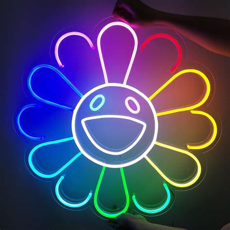 Flower By Takashi Murakami Led Neon Sign Etsy Neon Wall Art Neon