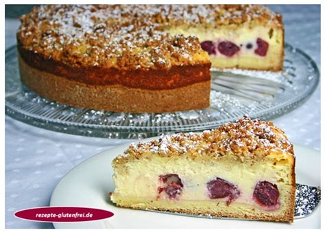 Tanja S Glutenfreies Kochbuch Kirsch Quarkkuchen Mit Mandelstreusel