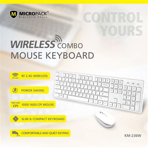 24g Usb Wireless Mouse And Keyboard Combo Micropack Km 236w