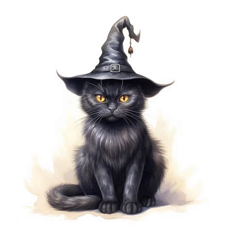 Premium AI Image There Is A Black Cat Wearing A Witch Hat And Sitting