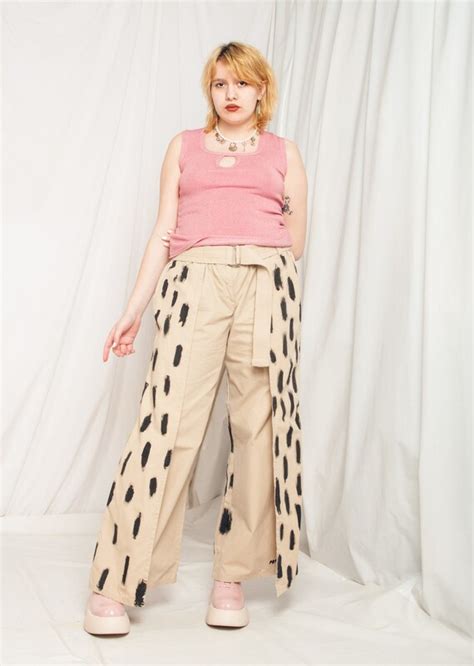 Vintage Jeans Y K Reworked Painted Beige Flare Pants Gem