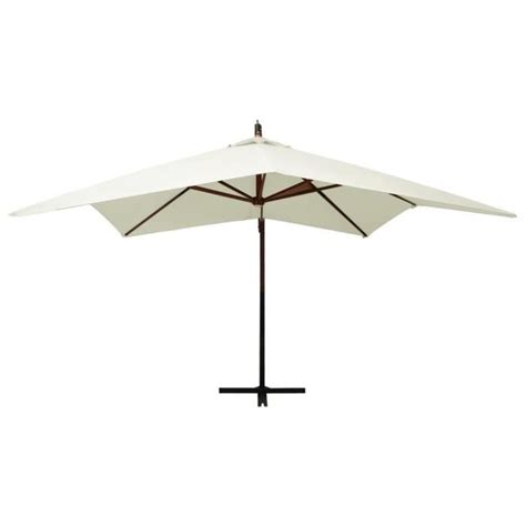 Zerodis Parasol Suspendu Avec M T En Bois Cm Blanc Sable Le